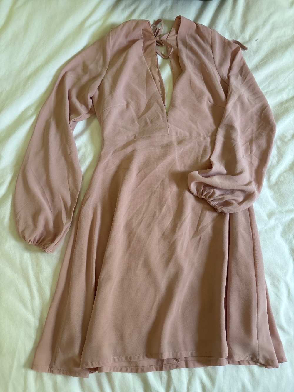 Tie back dusty pink mini dress - XS